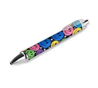 ERSTSNCK Colorful Happy Faces Black Ballpoint Pens Fine Point (0.5mm) Black Ink Pen Retractable Ball Point Pens with Comfortable Full Grip for Journaling, And Office Writing Ideal 1 PCS