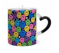 ERSTSNCK Colorful Happy Faces Color Changing Mug Heat Changing Coffee Mugs Funny Magic Cup Heat Sensitive Travel Mug Novelty Coffee Cups Personalized Customized Gift Idea for Men & Women 11 Oz
