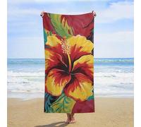 ERSTSNCK Colorful Hibiscus Beach Towel Oversized 31" X 63" Absorbent Towels Quick Dry Pool Towel Lightweight Bath Towels Sandproof Beach Blanket for Gym Swimming Sports Travel Gifts