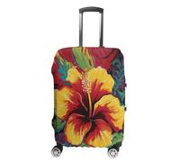 ERSTSNCK Colorful Hibiscus Luggage Suitcase Covers Elastic Washable Cute Luggage Protector Travel Suitcase Protective Cover For Adult (Fit 19-32 Inch Luggages) X-Large, white, M, Colorful Hibiscus