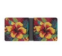 ERSTSNCK Colorful Hibiscus Wallet for Men Bifold Rfid Blocking Slim Money Clip Front Pocket Wallet Card Holder