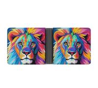 ERSTSNCK Colorful Lion Wallet for Men Bifold Rfid Blocking Slim Money Clip Front Pocket Wallet Card Holder