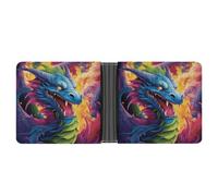 ERSTSNCK Colorful of Dragons Wallet for Men Bifold Rfid Blocking Slim Money Clip Front Pocket Wallet Card Holder