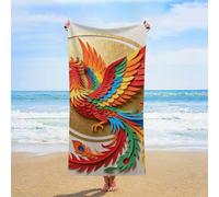 ERSTSNCK Colorful Phoenix Art Beach Towel Oversized 31" X 63" Absorbent Towels Quick Dry Pool Towel Lightweight Bath Towels Sandproof Beach Blanket for Gym Swimming Sports Travel Gifts