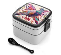 ERSTSNCK Colorful Pigeon Bento Box 1000ml Leak Proof Lunch Container with Removable Dividers & Spoon - BPA-Free PP Stackable Lunch Box for Work, Office, Picnic, Travel, Dining Out