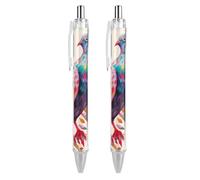 ERSTSNCK Colorful Pigeon Black Ballpoint Pens Fine Point (0.5mm) Black Ink Pen Retractable Ball Point Pens with Comfortable Full Grip for Journaling, And Office Writing Ideal 2 PCS