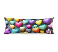 ERSTSNCK Colorful Rainbow Hearts Body Pillow Pillowcase 20"x54" Lumbar Throw Pillow Covers with Hidden Zipper Breathable & Cozy Full Long Bodypillow Case Cover for Sleeping Bedroom Couch Sofa Decor