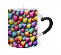 ERSTSNCK Colorful Rainbow Hearts Color Changing Mug Heat Changing Coffee Mugs Funny Magic Cup Heat Sensitive Travel Mug Novelty Coffee Cups Personalized Customized Gift Idea for Men & Women 11 Oz