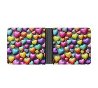 ERSTSNCK Colorful Rainbow Hearts Wallet for Men Bifold Rfid Blocking Slim Money Clip Front Pocket Wallet Card Holder