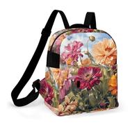ERSTSNCK Colorful Spring Summer Flower Small Backpack for Women Mini Backpack Purse Travel Fashion Roomy Shoulder Handbag