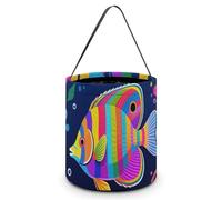 ERSTSNCK Colorful Tropical Fish in Abstraction Halloween Candy Buckets Reusable Tote Candy Bag - Trick Or Treat Goody Bag with Handles