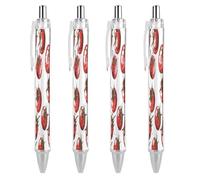 ERSTSNCK Comic Style Tomatoes Black Ballpoint Pens Fine Point (0.5mm) Black Ink Pen Retractable Ball Point Pens with Comfortable Full Grip for Journaling, And Office Writing Ideal 4 PCS