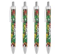ERSTSNCK Comics And Pop Styles Black Ballpoint Pens Fine Point (0.5mm) Black Ink Pen Retractable Ball Point Pens with Comfortable Full Grip for Journaling, And Office Writing Ideal 4 PCS