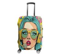 ERSTSNCK Comics And Retro Luggage Suitcase Covers Elastic Washable Cute Luggage Protector Travel Suitcase Protective Cover For Adult (Fit 19-32 Inch Luggages) X-Large, white, S, Comics and Retro