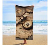 ERSTSNCK Compass and Old World Map Beach Towel Oversized 31" X 63" Absorbent Towels Quick Dry Pool Towel Lightweight Bath Towels Sandproof Beach Blanket for Gym Swimming Sports Travel Gifts
