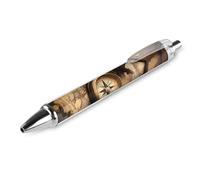 ERSTSNCK Compass And Old World Map Black Ballpoint Pens Fine Point (0.5mm) Black Ink Pen Retractable Ball Point Pens with Comfortable Full Grip for Journaling, And Office Writing Ideal 1 PCS