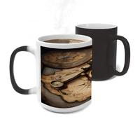 ERSTSNCK Compass And Old World Map Color Changing Mug Heat Changing Coffee Mug Funny Magic Cup Heat Sensitive Travel Mugs Novelty Coffee Cups Personalized Customized Gift for Men Women 11 Oz