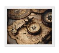 ERSTSNCK Compass and Old World Map Diamond Painting Kits for Adults 16"x20" 5D Diamond Art Kits for Beginners DIY Full Drill Round Diamonds Gem Art Crafts Painting for Home Wall Decor