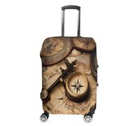 ERSTSNCK Compass And Old World Map Luggage Suitcase Covers Elastic Washable Cute Luggage Protector Travel Suitcase Protective Cover For Adult (Fit 19-32 Inch Luggages) X-Large, white, L, Compass and