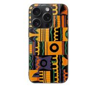 ERSTSNCK Compatible with iPhone 15 Case African Ethnic Pattern Stylish Phone Case for Women Men, Tempered Glass Shockproof Slim Cover for 15 Pro Black