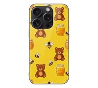 ERSTSNCK Compatible with iPhone 15 Case Bear Honey Jar Stylish Phone Case for Women Men, Tempered Glass Shockproof Slim Cover for 15 Pro