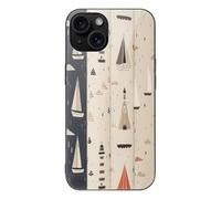 ERSTSNCK Compatible with iPhone 15 Case Boat and Lighthouse Stylish Phone Case for Women Men, Tempered Glass Shockproof Slim Cover for 15 Pro Black