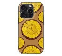 ERSTSNCK Compatible with iPhone 15 Case Brown Wood Ring Stylish Phone Case for Women Men, Tempered Glass Shockproof Slim Cover for 15 Pro