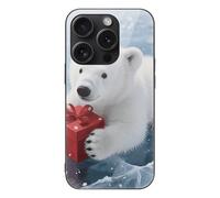 ERSTSNCK Compatible with iPhone 15 Case Christmas Polarbear Stylish Phone Case for Women Men, Tempered Glass Shockproof Slim Cover for 15 Pro Black