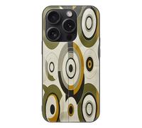 ERSTSNCK Compatible with iPhone 15 Case Circles and Lines Stylish Phone Case for Women Men, Tempered Glass Shockproof Slim Cover for 15 Pro Black