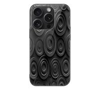 ERSTSNCK Compatible with iPhone 15 Case Circles and Spirals Stylish Phone Case for Women Men, Tempered Glass Shockproof Slim Cover for 15 Pro Black