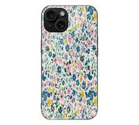 ERSTSNCK Compatible with iPhone 15 Case Classic Floral Pattern Stylish Phone Case for Women Men, Tempered Glass Shockproof Slim Cover for 15 Pro Black