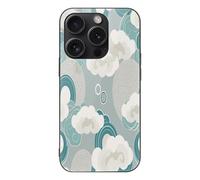 ERSTSNCK Compatible with iPhone 15 Case Clouds and Circles Stylish Phone Case for Women Men, Tempered Glass Shockproof Slim Cover for 15 Pro Black