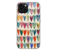 ERSTSNCK Compatible with iPhone 15 Case Color Heart Image Stylish Phone Case for Women Men, Tempered Glass Shockproof Slim Cover for 15 Pro
