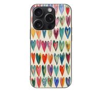 ERSTSNCK Compatible with iPhone 15 Case Color Heart Image Stylish Phone Case for Women Men, Tempered Glass Shockproof Slim Cover for 15 Pro