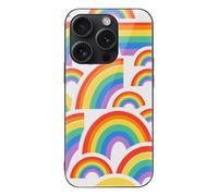 ERSTSNCK Compatible with iPhone 15 Case Colorful Rainbow Stripe Stylish Phone Case for Women Men, Tempered Glass Shockproof Slim Cover for 15 Pro