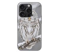 ERSTSNCK Compatible with iPhone 15 Case Curious Barred Owl Closeup Stylish Phone Case for Women Men, Tempered Glass Shockproof Slim Cover for 15 Pro