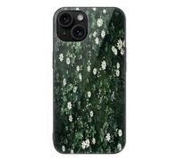 ERSTSNCK Compatible with iPhone 15 Case Daisies on The Ground Stylish Phone Case for Women Men, Tempered Glass Shockproof Slim Cover for 15 Pro Black