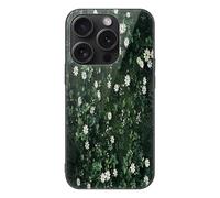ERSTSNCK Compatible with iPhone 15 Case Daisies on The Ground Stylish Phone Case for Women Men, Tempered Glass Shockproof Slim Cover for 15 Pro Black