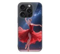 ERSTSNCK Compatible with iPhone 15 Case Dancer on Star Stage Stylish Phone Case for Women Men, Tempered Glass Shockproof Slim Cover for 15 Pro Black