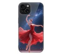 ERSTSNCK Compatible with iPhone 15 Case Dancer on Star Stage Stylish Phone Case for Women Men, Tempered Glass Shockproof Slim Cover for 15 Pro Black