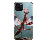 ERSTSNCK Compatible with iPhone 15 Case Devil's Flower Mantis Stylish Phone Case for Women Men, Tempered Glass Shockproof Slim Cover for 15 Pro