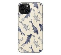 ERSTSNCK Compatible with iPhone 15 Case Fish Stylish Phone Case for Women Men, Tempered Glass Shockproof Slim Cover for 15 Pro Black