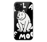 ERSTSNCK Compatible with iPhone 15 Case Funny Wolf Stylish Phone Case for Women Men, Tempered Glass Shockproof Slim Cover for 15 Pro