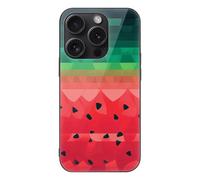 ERSTSNCK Compatible with iPhone 15 Case Gradient Watermelon Stylish Phone Case for Women Men, Tempered Glass Shockproof Slim Cover for 15 Pro Black