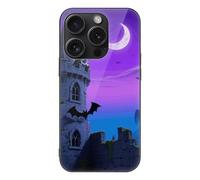 ERSTSNCK Compatible with iPhone 15 Case Halloween Castle Purple Sky Stylish Phone Case for Women Men, Tempered Glass Shockproof Slim Cover for 15 Pro