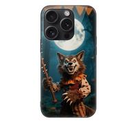 ERSTSNCK Compatible with iPhone 15 Case Halloween Horror Wolf Stylish Phone Case for Women Men, Tempered Glass Shockproof Slim Cover for 15 Pro