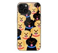 ERSTSNCK Compatible with iPhone 15 Case Labrador Retriever Dogs Stylish Phone Case for Women Men, Tempered Glass Shockproof Slim Cover for 15 Pro Black