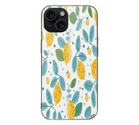ERSTSNCK Compatible with iPhone 15 Case Lemon Doodle Pattern Stylish Phone Case for Women Men, Tempered Glass Shockproof Slim Cover for 15 Pro Black