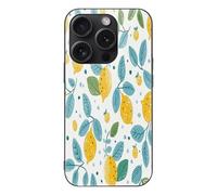 ERSTSNCK Compatible with iPhone 15 Case Lemon Doodle Pattern Stylish Phone Case for Women Men, Tempered Glass Shockproof Slim Cover for 15 Pro Black