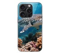 ERSTSNCK Compatible with iPhone 15 Case Leopard Shark Stylish Phone Case for Women Men, Tempered Glass Shockproof Slim Cover for 15 Pro